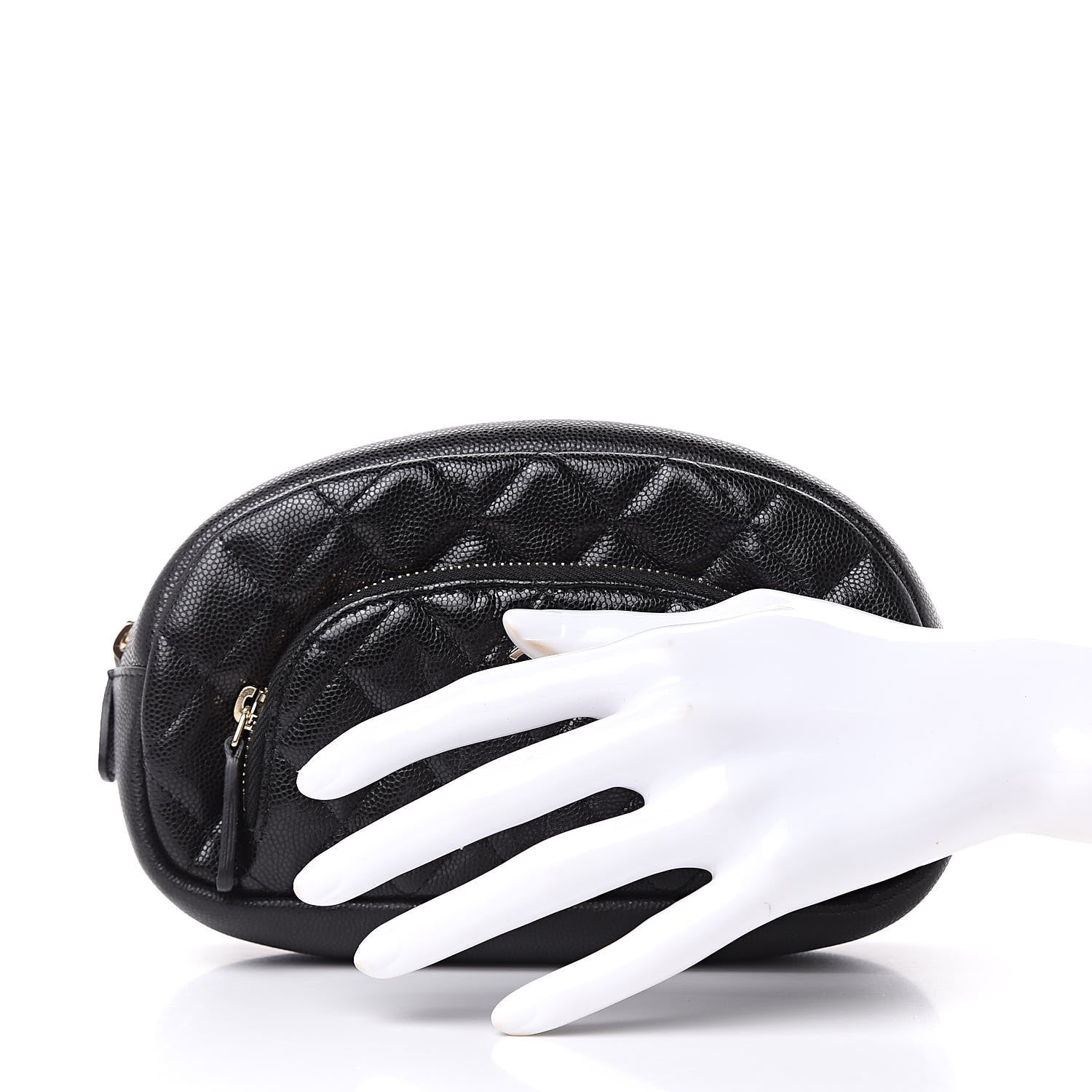 Chanel Caviar Quilted Double Zip Pouch Black 2 of 9