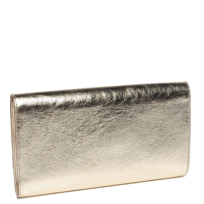 Saint Laurent Metallic Leather Large Belle De Jour Clutch Gold 3 of 7