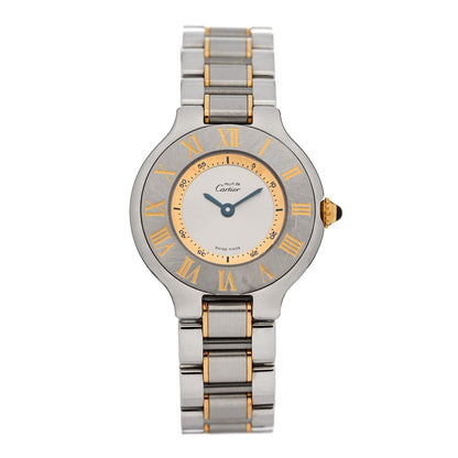 Cartier Stainless Steel 18K Yellow Gold 28mm Must De 21 Quartz Watch 1 of 5
