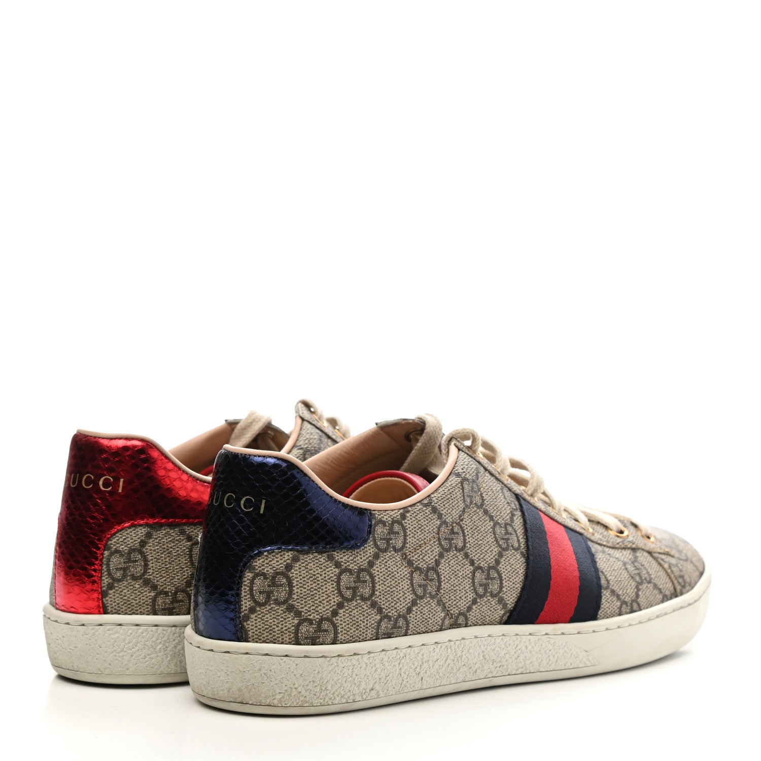 Gucci GG Supreme Monogram Womens Ace Low-Top Sneaker 37.5 Beige 4 of 8