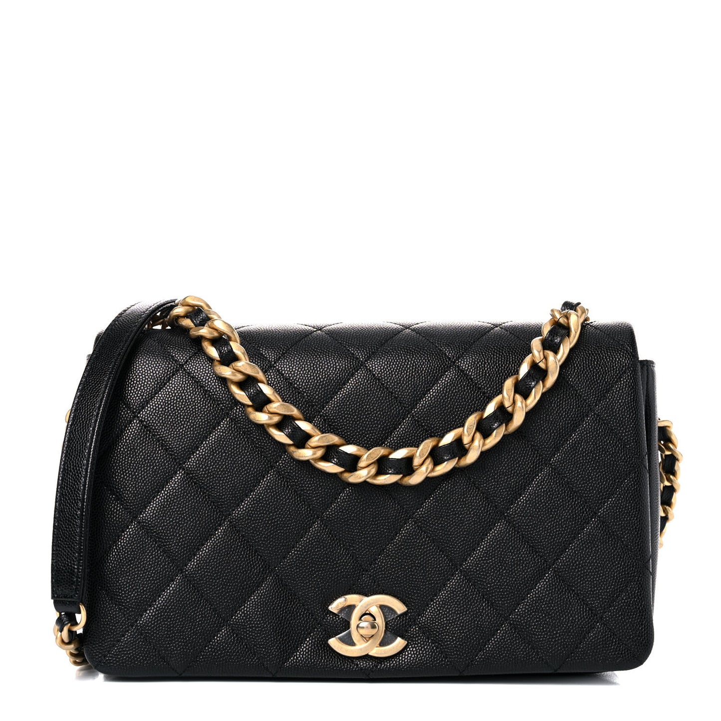 Caviar Quilted Medium Fashion Therapy Flap Bag Black