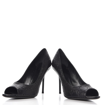Gucci Guccissima Peep Toe Pumps 37.5 Black 6 of 12