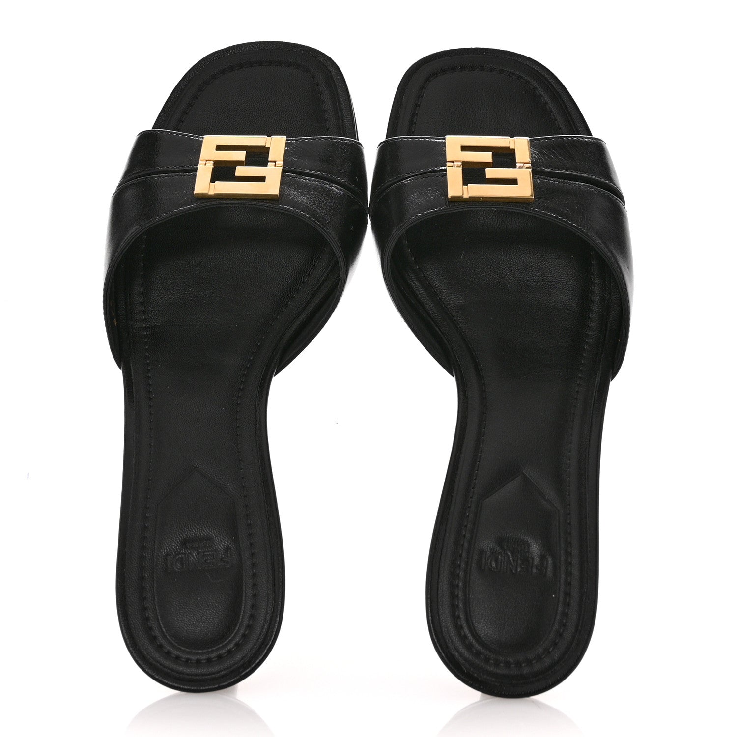 Fendi Vitello Cuoio FFold Sandals 38 Black 2 of 10
