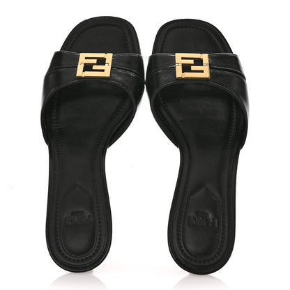 Fendi Vitello Cuoio FFold Sandals 38 Black 2 of 10