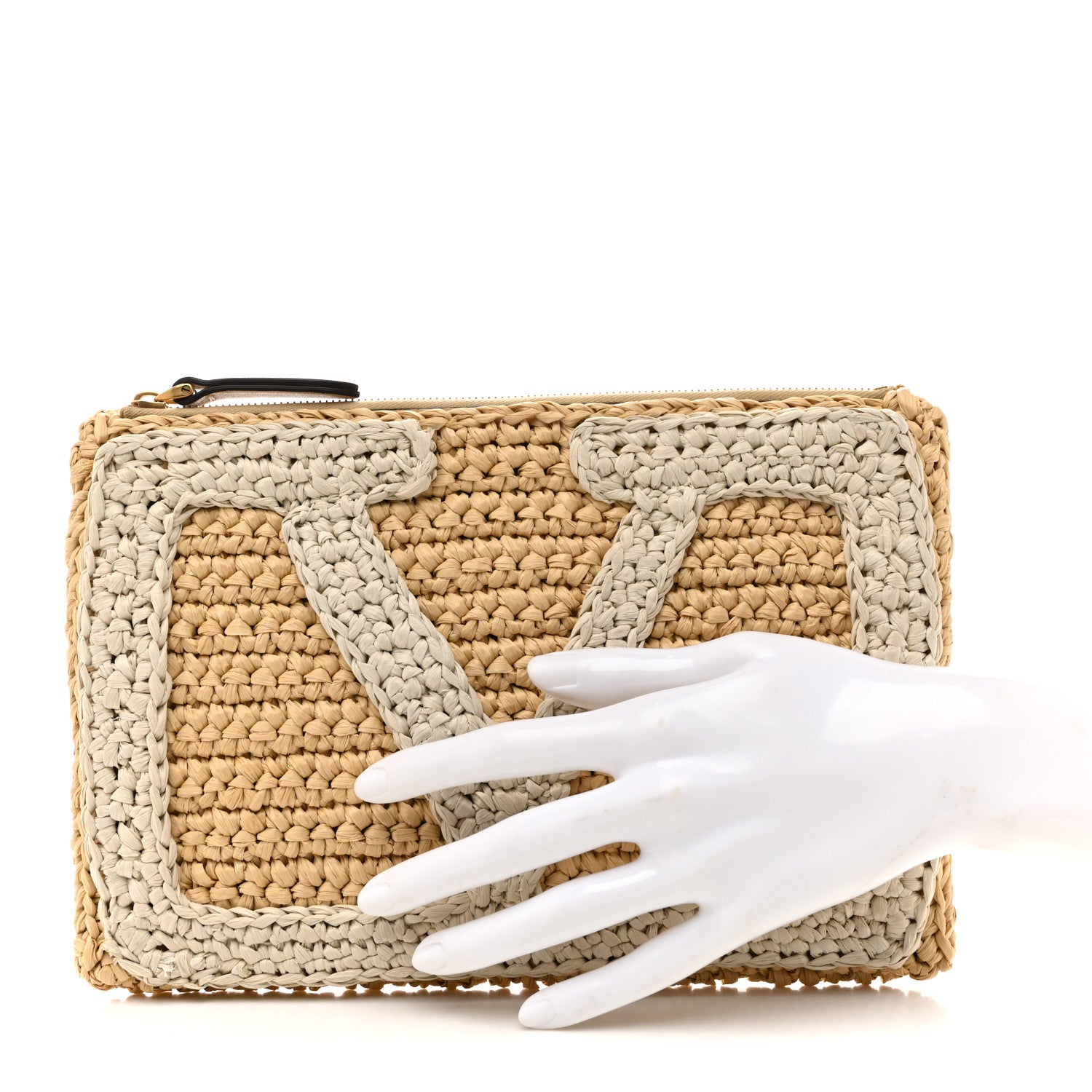 Valentino Garavani Raffia Viva Superstar Clutch Naturale Butter 2 of 7