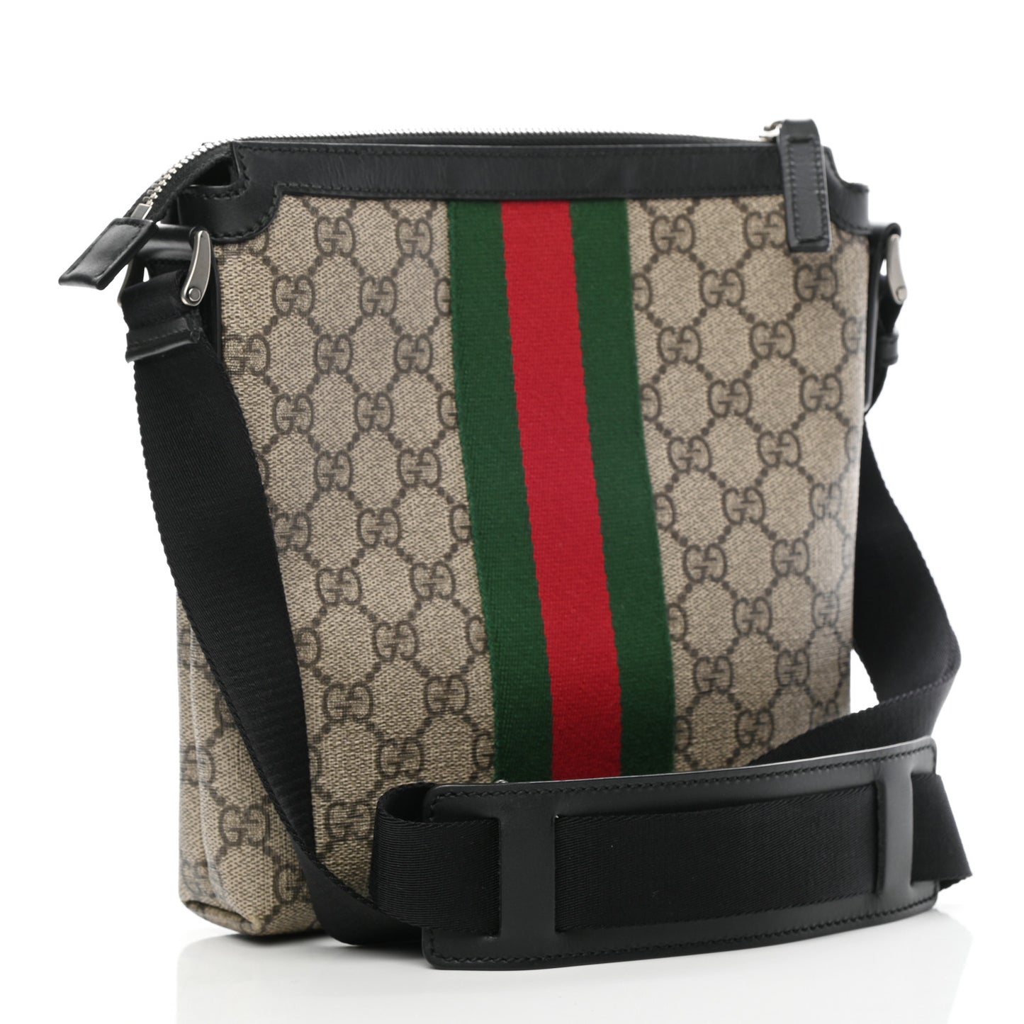 GG Supreme Monogram Web Messenger Bag Black