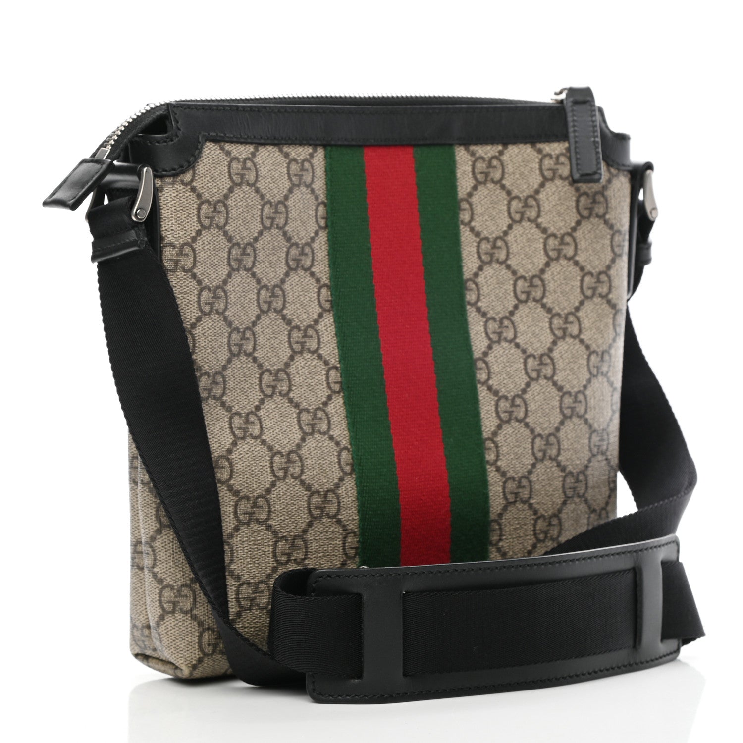 Gucci GG Supreme Monogram Web Messenger Bag Black 2 of 8