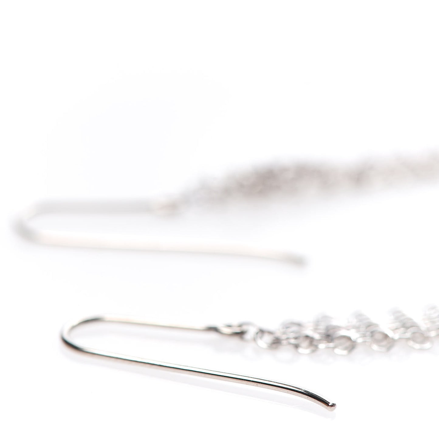 Sterling Silver Diamond Elsa Peretti Mesh Tassel Earrings
