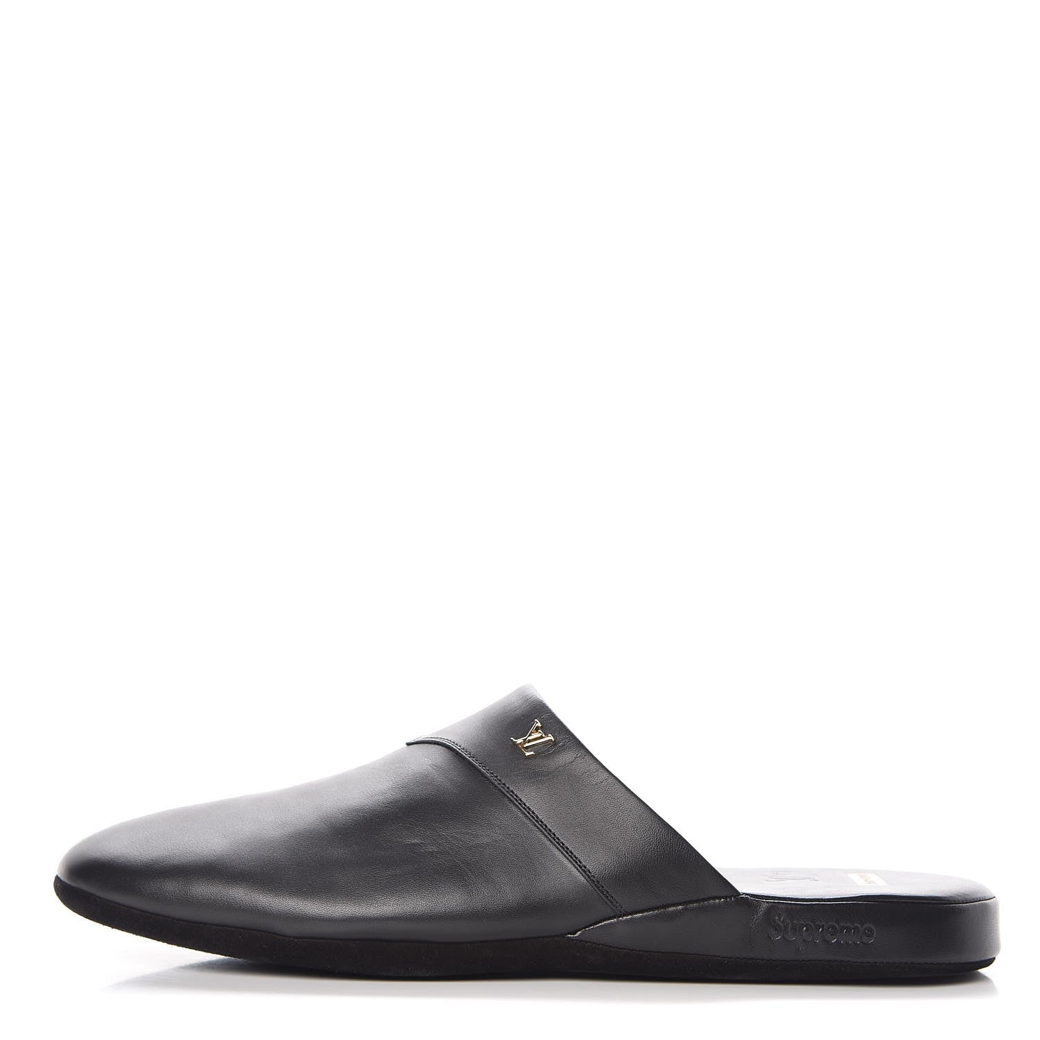 Louis Vuitton X SUPREME Lambskin Mens Hugh Slippers 8 Black 1 of 11
