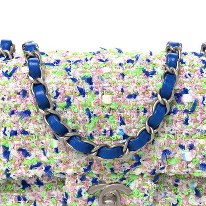 Chanel Tweed Quilted Mini Rectangular Flap White Blue Green 8 of 10