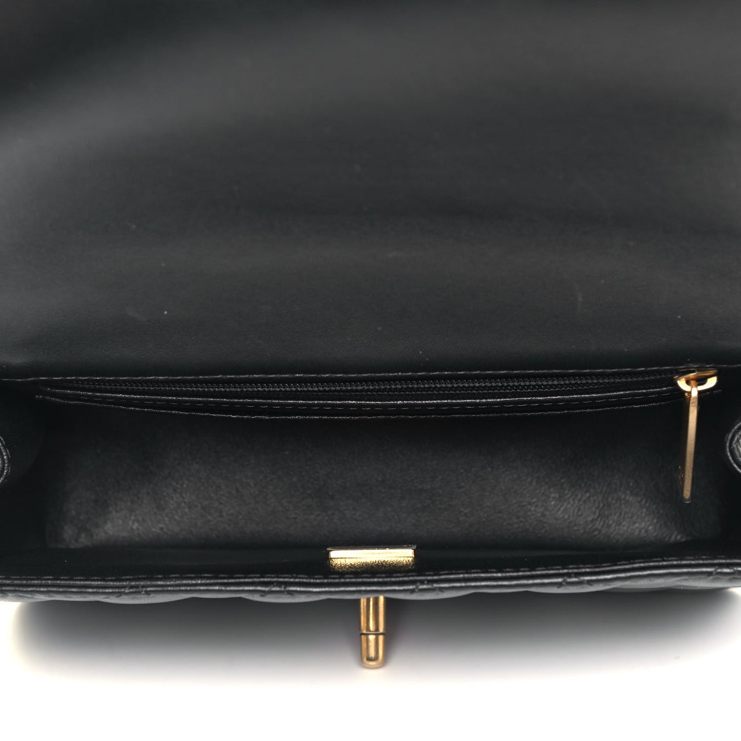 Lambskin Quilted Mini Top Handle Rectangular Flap Black