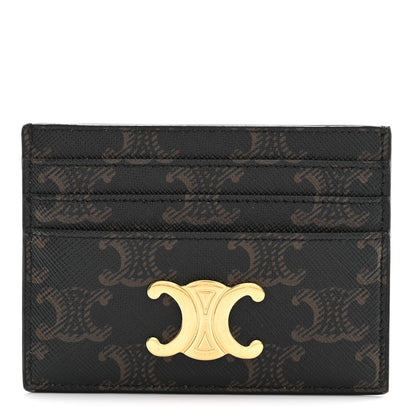 Celine Triomphe Canvas Triomphe Card Holder Tan 1 of 8