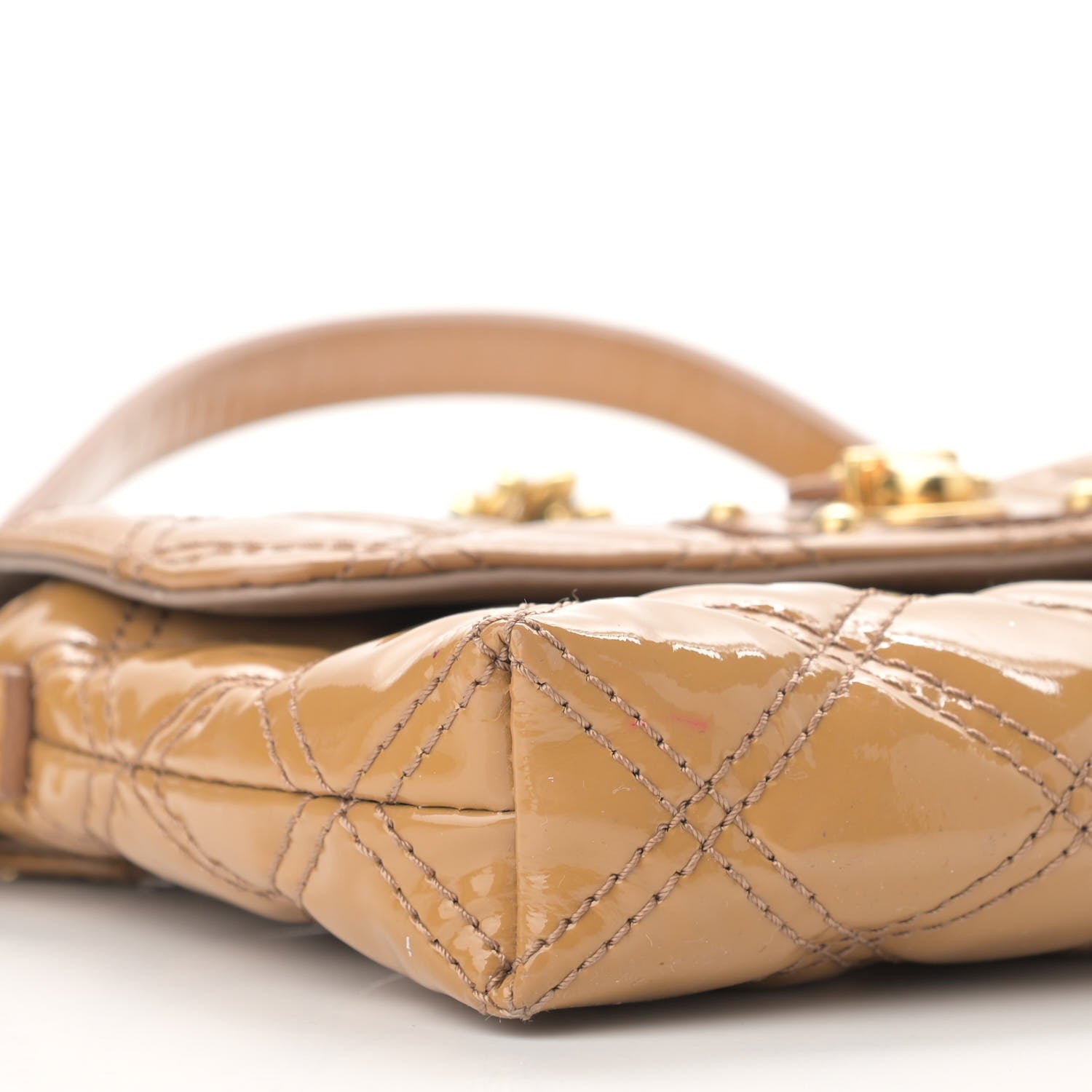 Marc Jacobs Patent Quilted Crossbody The Small Single Flap Beige 9 of 11