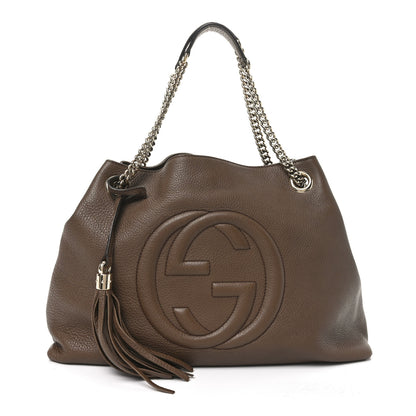 Gucci Pebbled Calfskin Medium Soho Chain Shoulder Bag Maple Brown 1 of 10