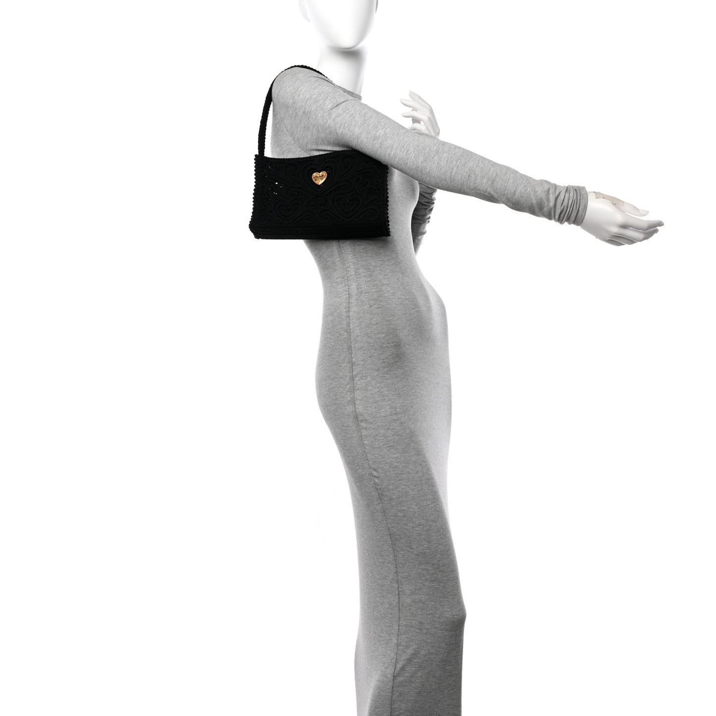 DOLCE GABBANA Cordonetto Lace Shoulder Bag Black