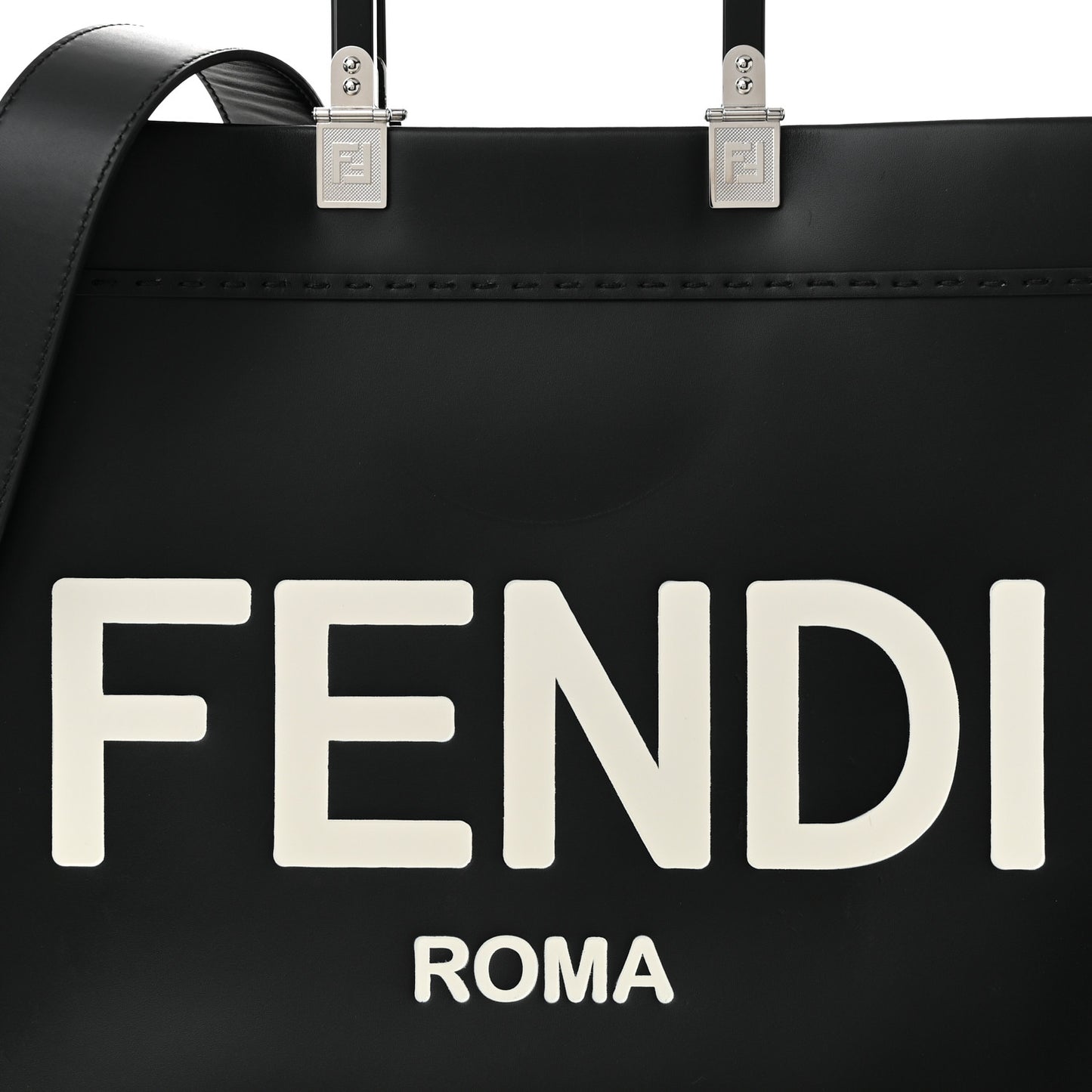 Vitello King Plexiglass Medium Fendi Sunshine Shopper Tote Black White
