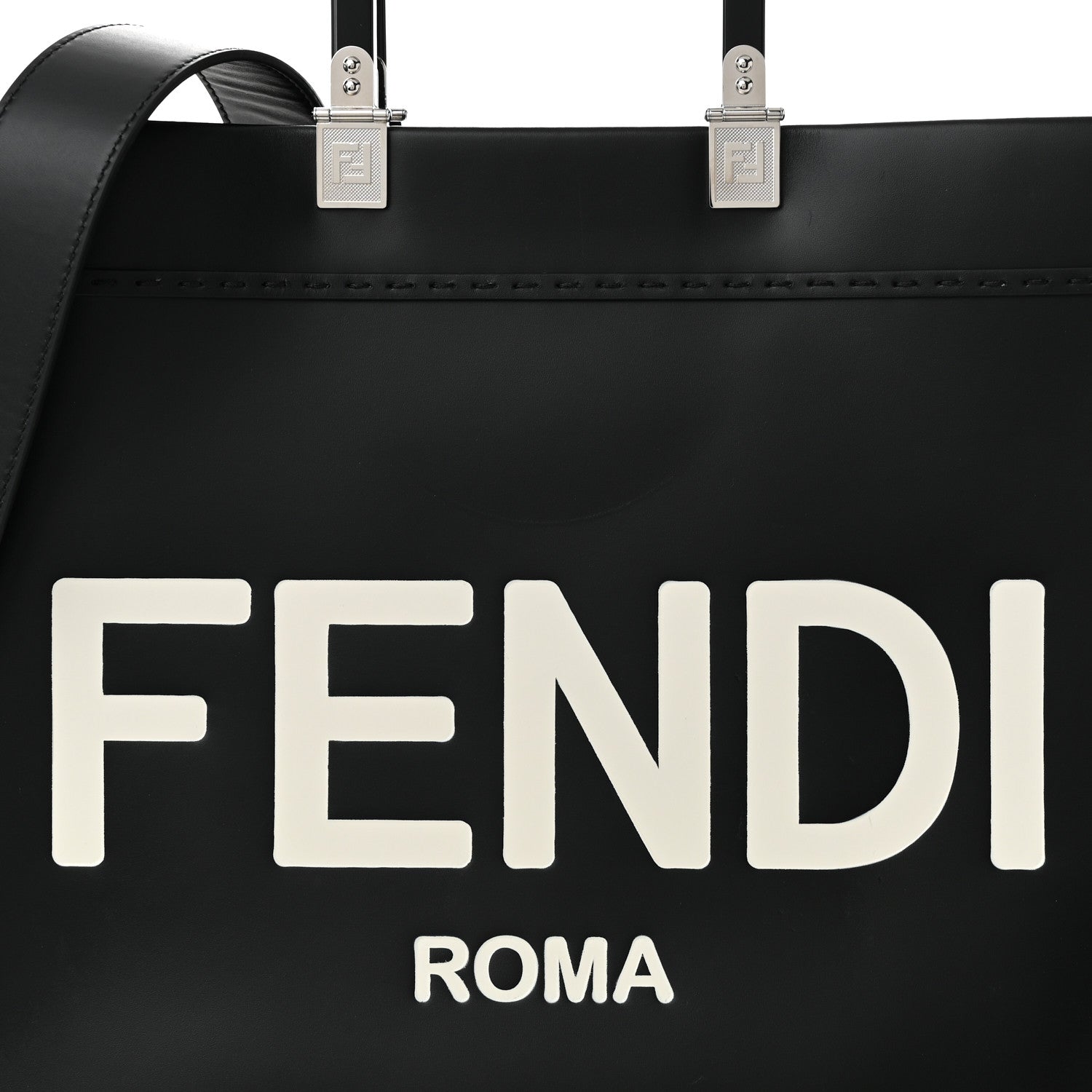 Fendi Vitello King Plexiglass Medium Fendi Sunshine Shopper Tote Black White 8 of 11
