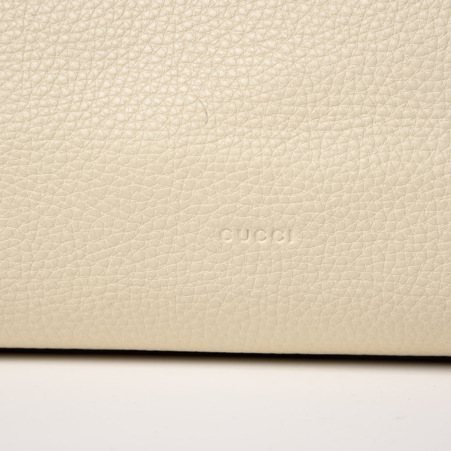 Pebbled Calfskin Bamboo Tote Off White