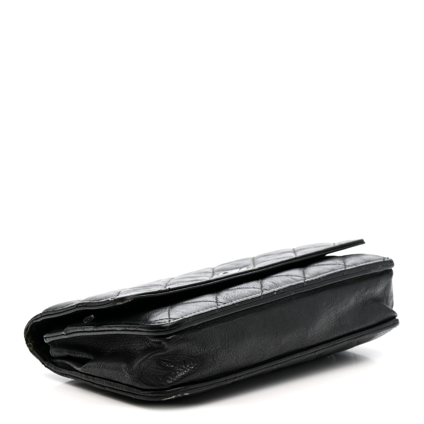 Crumpled Calfskin Quilted Wallet On Chain WOC So Black
