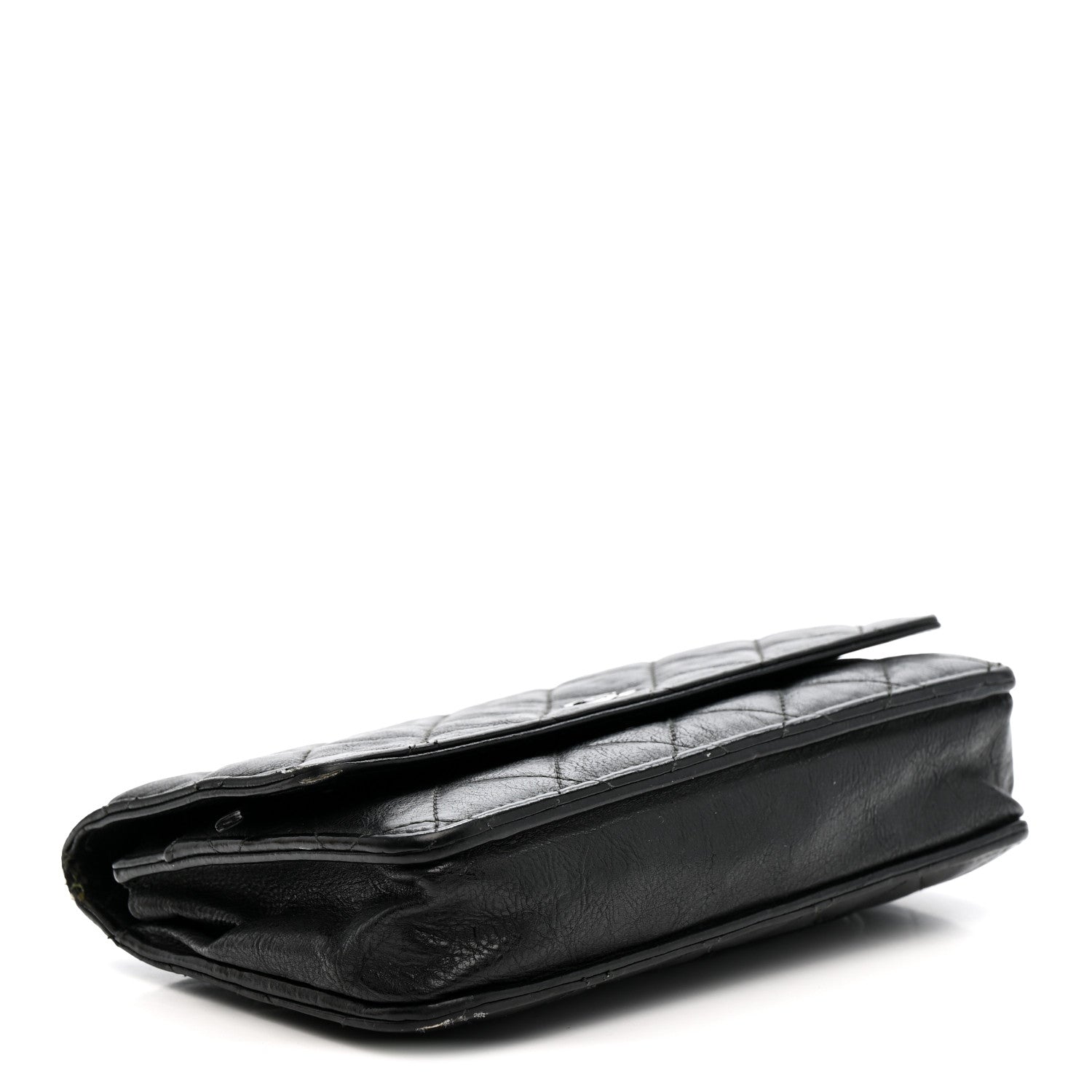 Chanel Crumpled Calfskin Quilted Wallet On Chain WOC So Black 4 of 17