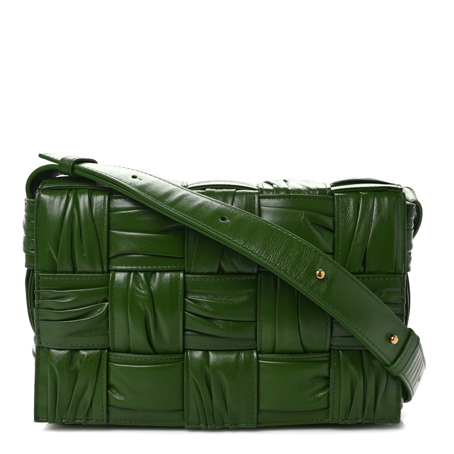 Bottega Veneta Calfskin Intreccio Plisse Cassette Crossbody Bag Avocado 1 of 13