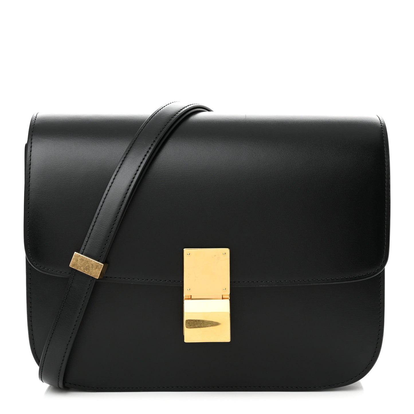 Box Calfskin Medium Classic Box Flap Bag Black