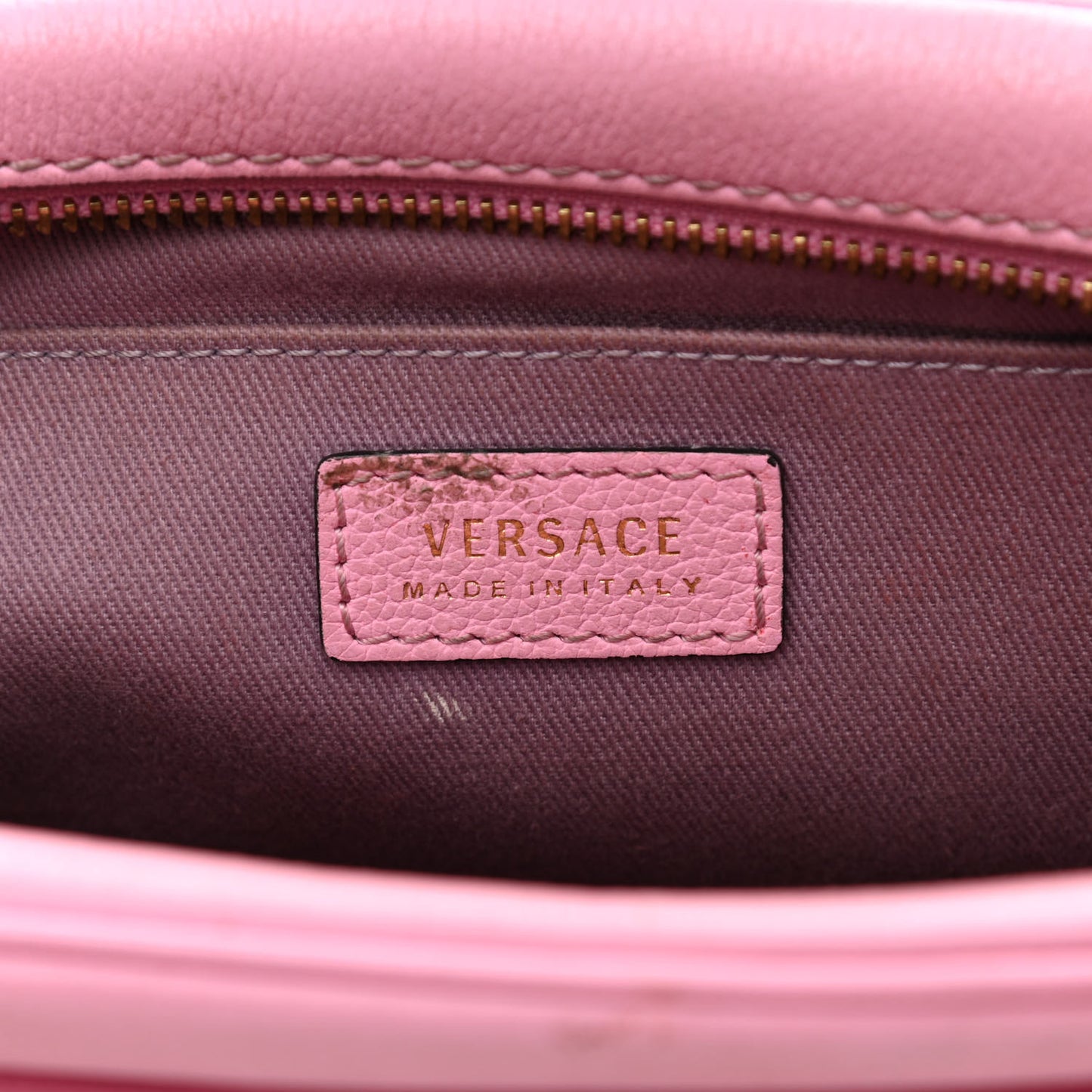 Grained Calfskin Medusa Camera Bag Pink