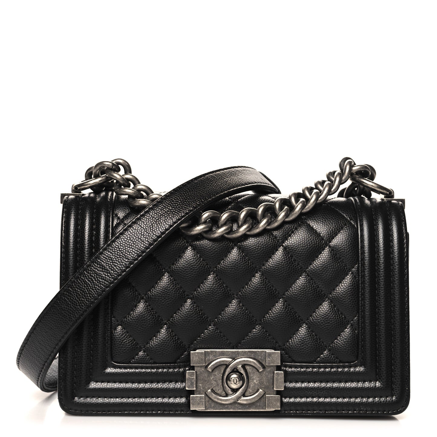 Caviar Quilted Small Boy Flap Black