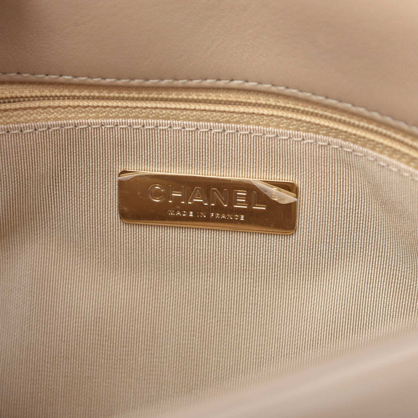 Lambskin Quilted Large Chanel 19 Flap Dark Beige
