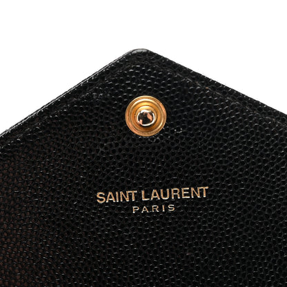 Saint Laurent Grain De Poudre Matelasse Chevron Monogram Flap Wallet Black 5 of 7