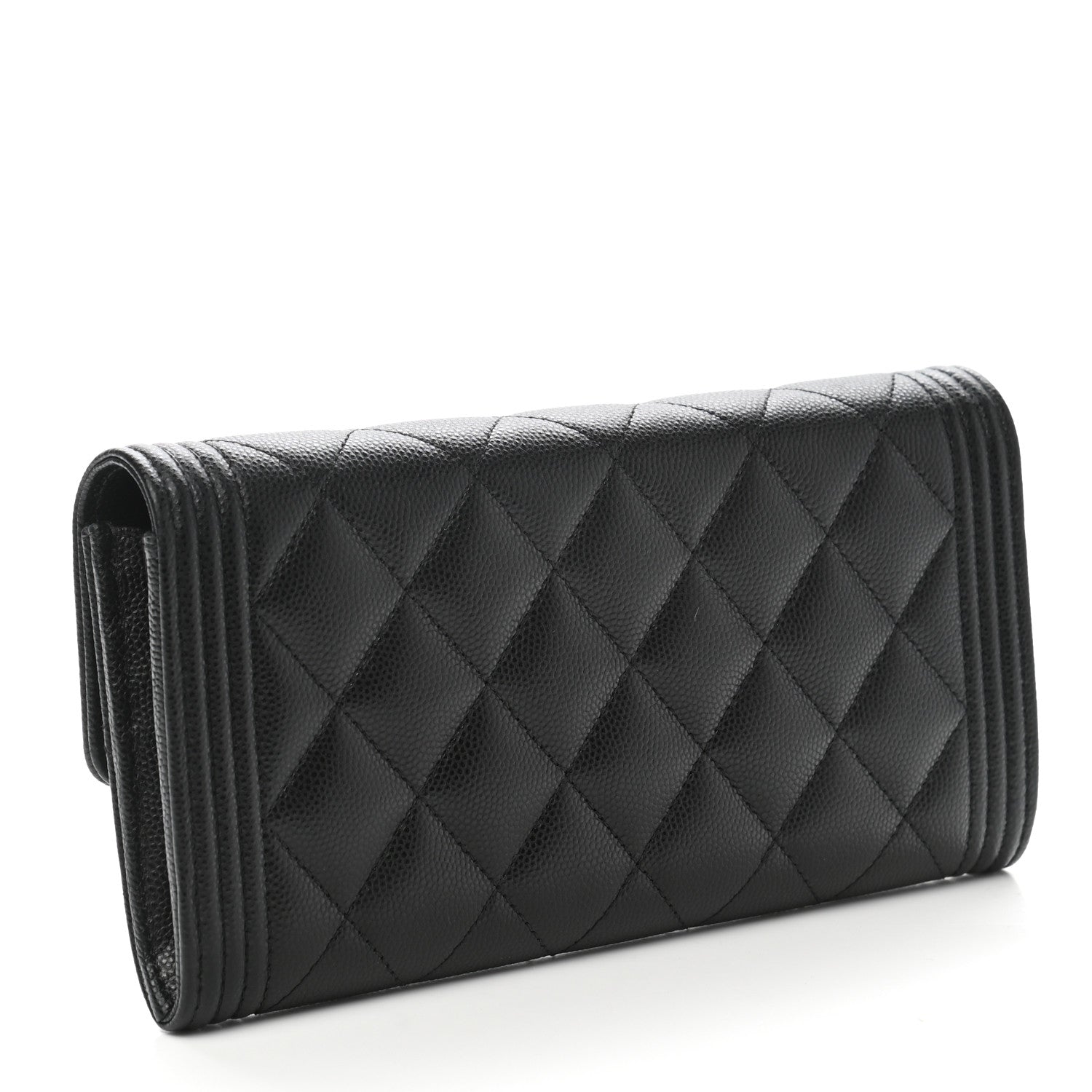 Chanel Caviar Quilted Large Boy Gusset Flap Wallet Black 3 of 9