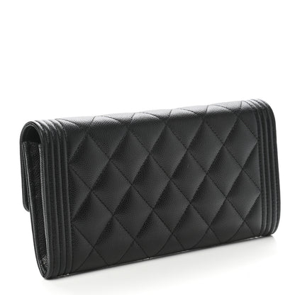Chanel Caviar Quilted Large Boy Gusset Flap Wallet Black 3 of 9