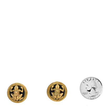Chanel CC Frog Clip On Earrings Gold 2 of 4