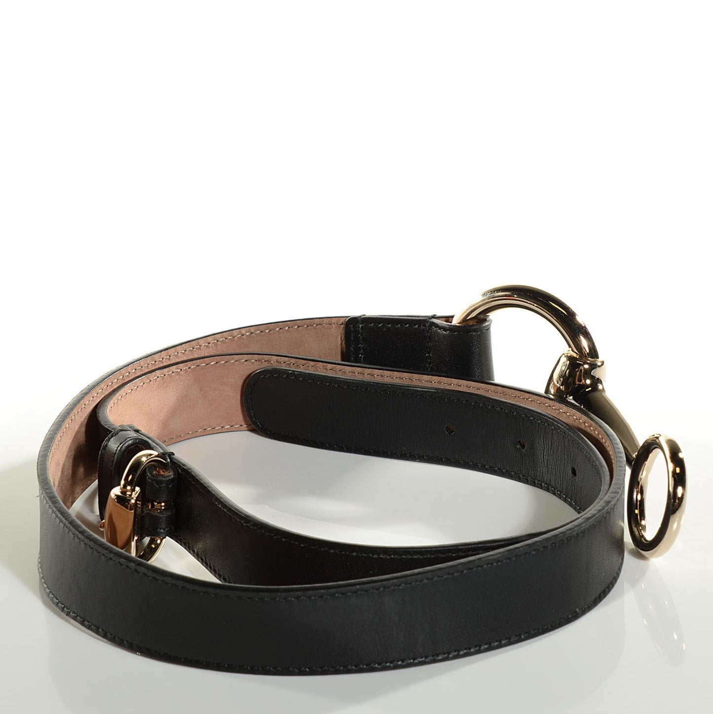 Calfskin Round Buckle Horsebit Selleria Belt Black 90 36