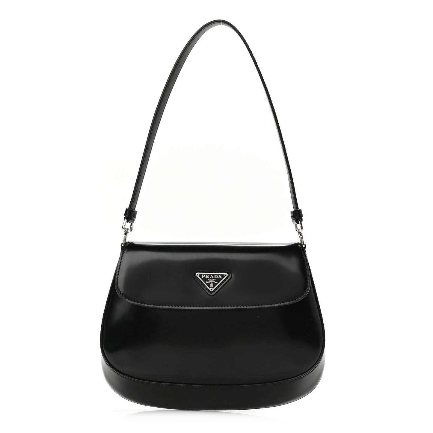 Spazzolato Cleo Flap Shoulder Bag Black