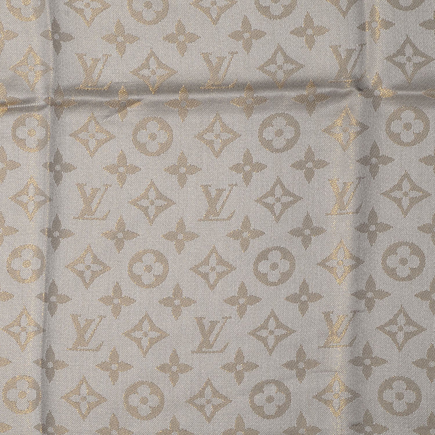 Louis Vuitton Monogram Silk Wool Shine Shawl Beige 1 of 5