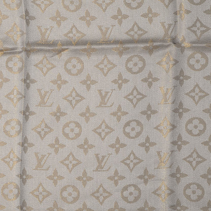 Louis Vuitton Monogram Silk Wool Shine Shawl Beige 1 of 5