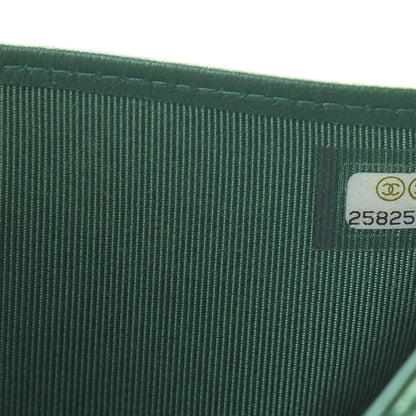 Chanel Metallic Caviar Quilted Compact Flap Wallet Green 8 of 8