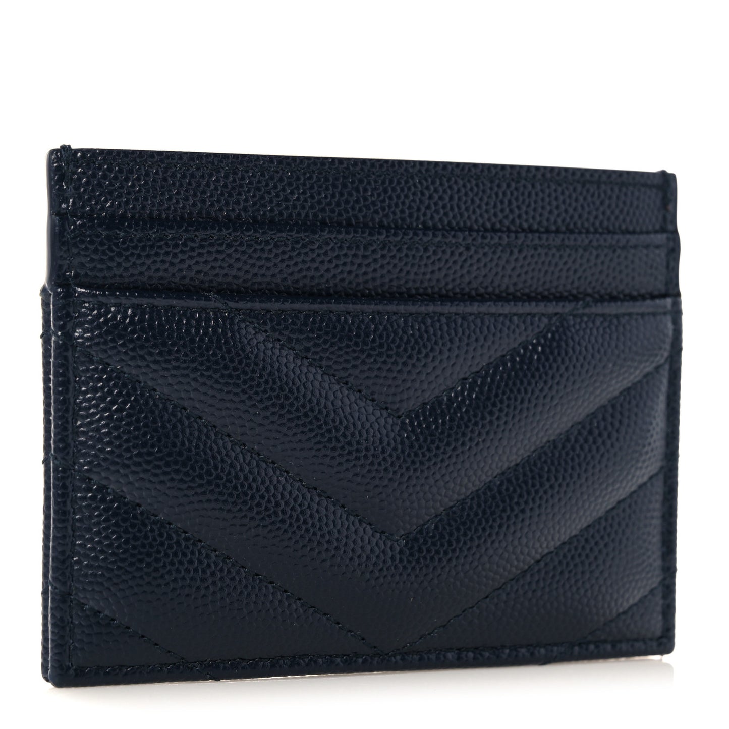 Grain De Poudre Matelasse Monogram Chevron Credit Card Case Deep Marine