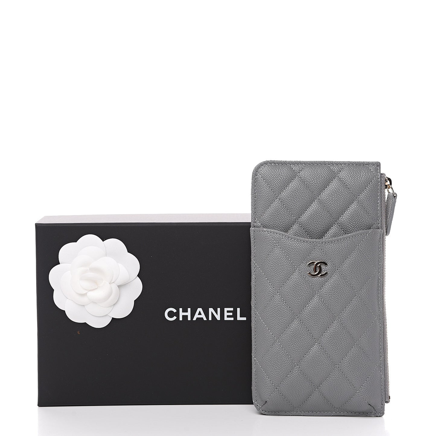 Caviar Quilted Classic iPhone Pouch Grey