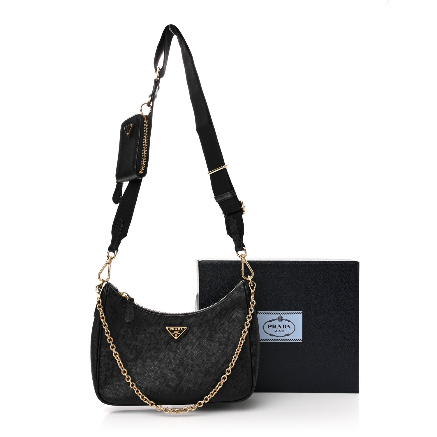 Prada Saffiano Lux Re-Edition 2005 Shoulder Bag Black 13 of 13