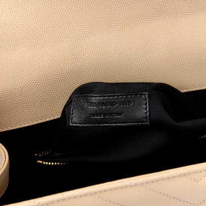 Saint Laurent Grain De Poudre Matelasse Chevron Large Monogram Satchel Nude Powder 7 of 10