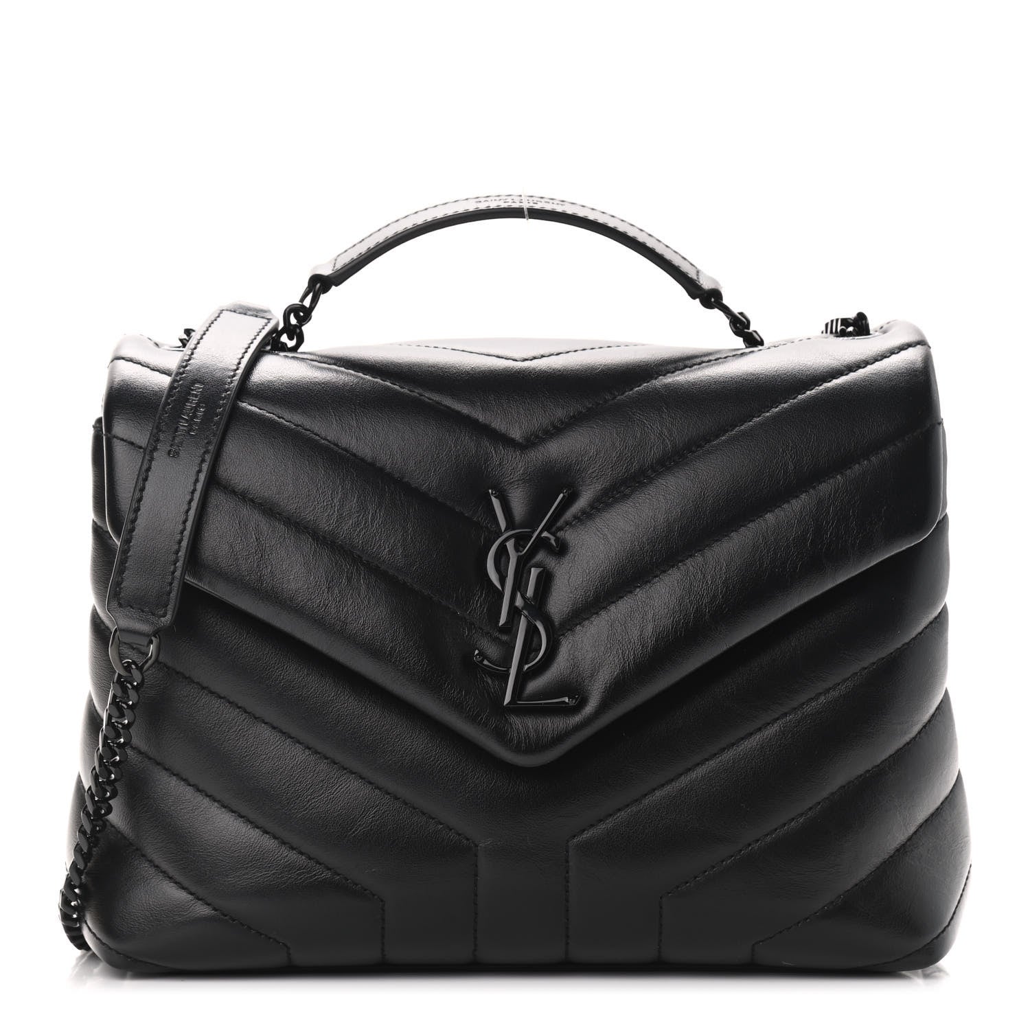 Saint Laurent Calfskin Y Quilted Monogram Small Loulou Chain Satchel Black 1 of 9