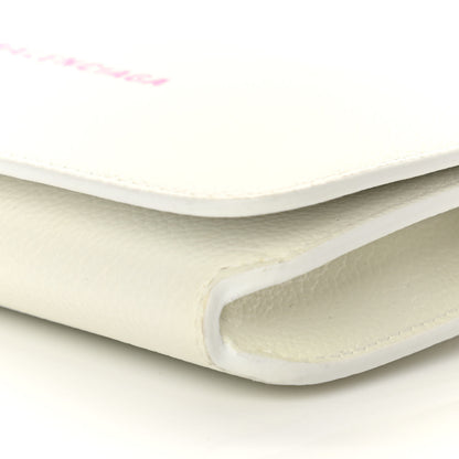 Balenciaga Grained Calfskin Logo Cash Phone Holder Wallet On Chain White Fluo Pink 9 of 9