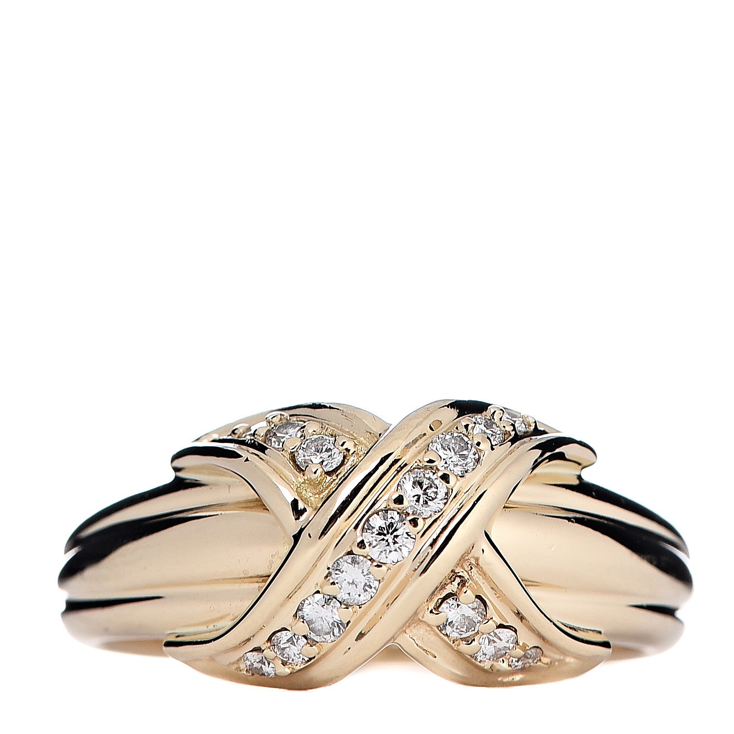Tiffany 18K Yellow Gold Diamond Signature X Ring 52 6 1 of 6