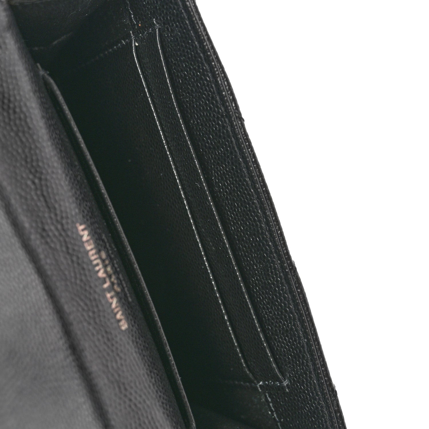 Saint Laurent Grain De Poudre Matelasse Chevron Small Monochrome Monogram Envelope Wallet Black 10 of 11
