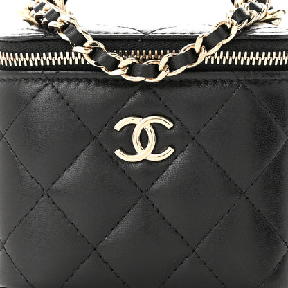 Chanel Lambskin Quilted Top Handle Mini Vanity Case With Chain Black 8 of 10