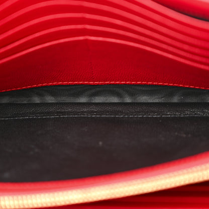 Saint Laurent Grain De Poudre Matelasse Chevron Monogram Chain Wallet Red 5 of 12
