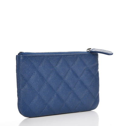 Chanel Caviar Quilted Small Cosmetic Case Blue 3 of 8