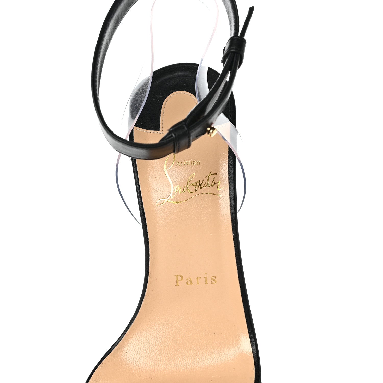 Christian Louboutin Shiny Nappa PVC Jonatina 100 Sandals 38.5 Black 7 of 9